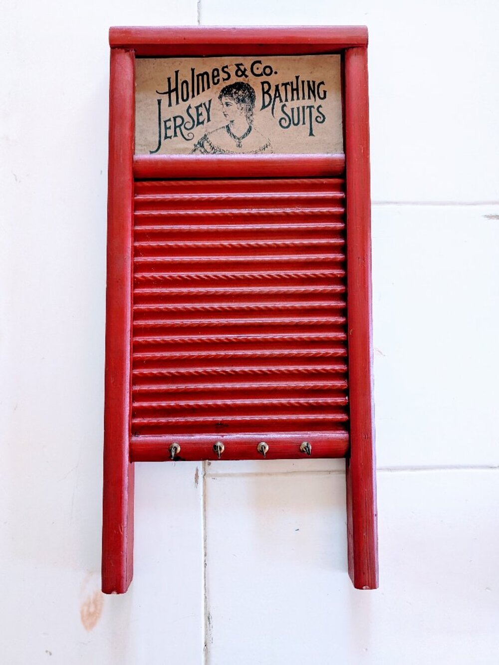 VTG Holmes & Co. Jersey Bathing Suits Columbus Washboard Wood Metal 18" USA
